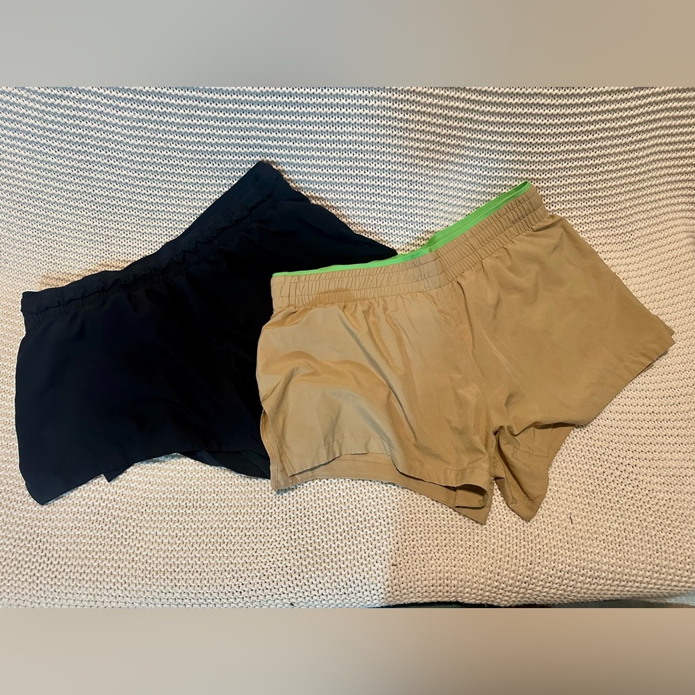 Fabletics Black and Tan Athletic Shorts